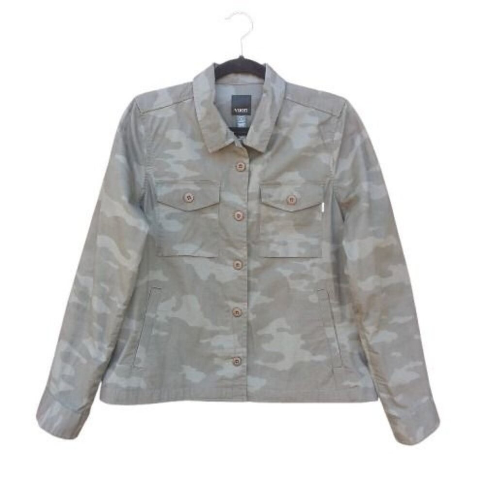 VUORI | Camo Oregano Green Ripstop Boxy Organic Cotton Button Up Front Jacket M - Picture 2 of 15